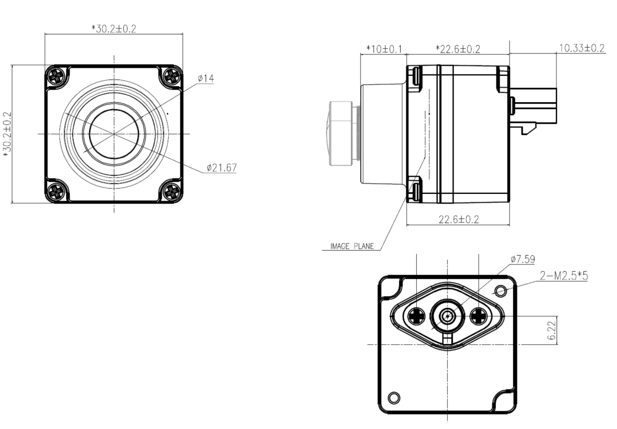 Camera module dimensions